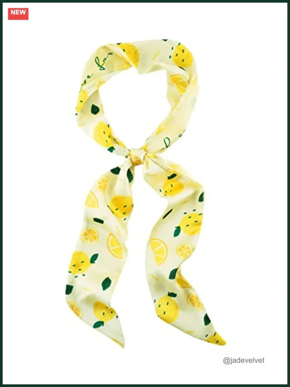Reversible Skinny Scarf Summer Lemon Print Hair Scarf Neck Ribbon